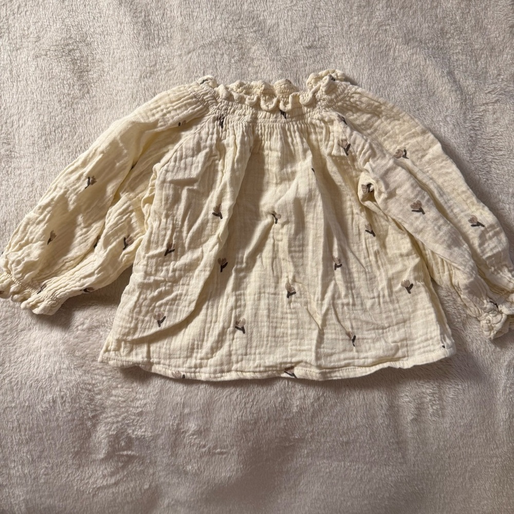 Zara Cream Kids Blouse with Black Accents